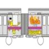 ラッピング列車のイメージ。車体に「もやしもん」のキャラクターが描かれる。