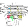 甲子園駅の現在の構内図。島式ホーム2面のほか降車専用のホームも設けられている。