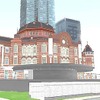 換気塔の切り下げ工事完成後は赤レンガの駅舎が見えやすくなる。