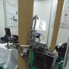 岐阜大学の遠隔操作型枝打ちロボット。実際に林業で用いられる伝統的な「ぶり縄」と呼ばれる木登り法をベースに昇降する（写真3）