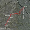 信楽高原鐵道の路線図。起点の貴生川駅のすぐ近くにある杣川橋りょうの橋桁が流失し、全線運休中。