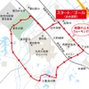 ウオーキングイベントの歩行ルート。白木原～下大利間の約500mで設置工事が進む仮線を歩く。