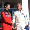 Mr.ロータリーこと元マツダワークスドライバーの従野孝司氏（左）とPMC・S（プリンス モータリスト クラブ・スポーツ）の久保田洋司氏（右）