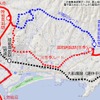 陸前高田～高田病院間のBRTルート。現行ルートは積雪が予想されるため、一時的に海側のルートに変更する。