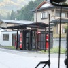 大船渡線BRTの一般道区間に設置された高田病院駅。冬季のルート変更に伴い一時的に移設される。