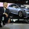 東京モーターショーのプレスイベントで「日本専用車として最新技術を注ぎ込んだ」と話す富士重工業代表取締役社長　吉永泰之氏