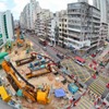 沙中線の工事現場の様子。
