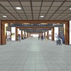 金沢駅リニューアルのイメージ（西口側から東側を望む）。鼓門をイメージした「デザイン的にインパクトのある設備」を連続的に設置する。