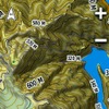 山岳地の地図を表示したところ。DEMデータによる地形陰影表示をサポートしているのでこんなにリアルに表示できる。