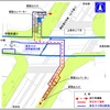 落合地下通路の位置。既設の地下通路を延ばす形で整備された。