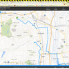 このようにブラウザで地図が表示され、走行中の現在位置が表示される。ただし、1分ごとの更新であって、青い点がスムーズに動いていくわけではない。