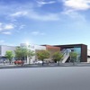新駅舎の完成イメージ（西口広場）。常磐線ホームの上方に東西自由通路と一体化した橋上駅舎が設けられる。