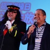鉄道系ブースである「超鉄道縁日」は向谷実さん（右）プロデュース。左は車掌DJこと、野月貴弘さん。