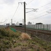 既に防風柵が整備されている常磐線藤代～佐貫間の小貝川橋りょう付近。強風による輸送障害の軽減を図っている。