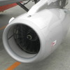 A320-200に搭載されているV2527-A5 インターナショナルエアロエンジン。バードストライク防止の渦模様がわかる