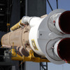 打ち上げ前のAtlas Vロケット第1段尾部、RD-180エンジンが見えている。