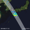 2014年6月17日、20時ごろ台風7号の九州接近の際、DPR地表面降水量を観測した画像