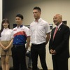 WEC富士戦に向けてのメディア懇談会に出席した面々。右から寺田氏、ロッテラー、中嶋一貴。