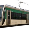 2013年から運転を開始した1編成目の「茶ちゃ」。側面上部の塗装は編成ごとに異なっており、「茶ちゃ」は緑色となっている。