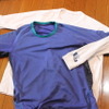 筆者の山服紹介。長袖Tシャツは山の師匠（ストームフィールドガイド）が作っているPQJのもの。カヤック用だが、山にも使える。着心地の良さも抜群。半袖はユニクロで購入。