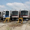 フロンターレ後援会の会員限定で長津田車庫～元住吉車庫間を貸切列車で移動するツアーも行われる。写真は東急の元住吉検車区。