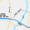 宇都宮市のLRT導入予定ルート概略図を基に作成したルート図。鬼怒川付近の約3.5kmが専用軌道で、その他は併用軌道となる。併用軌道では基本的に道路中央を走り、道路の車線数は大半の区間で現在より減る