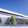 「雁木」を模した北陸新幹線飯山駅（東口）の完成イメージ。ふるさと納税で12月末までに飯山市に寄付した人を対象に、名前を刻んだプレートを設置することができる特典が設けられた。