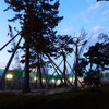 外環道工事がすすむ市川市平田地区。松の木を守る対策が施されている