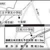 東京都など3者がまとめた都市計画素案の位置図。十条駅の前後約1.5kmを連続的に立体化する。