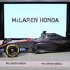 10日の会見で展示された、今季型マクラーレンMP4-30・ホンダ（ショーカー仕様）。