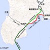 JR北海道が今回廃止を届け出た区間（赤）。北海道新幹線の開業にあわせて道南いさりび鉄道が経営を引き継ぐ。