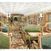 『或る列車』1号車の内装イメージ。8月から10月までは久大本線で運行される。