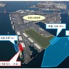 名古屋金城ふ頭の再編改良工事計画　赤い部分が2015年度実施予定で、青い部分が2016年度以降実施