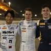 予選トップ3。左が松下、中央がチームメイトでポール獲得のヴァンドーン。