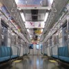 車内照明がLEDに切り替えられたTX車両。3月31日までに全て車両の車内照明がLED化された。