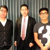 おぎやはぎの小木博明氏（左）と矢作兼氏（右）、レスポンス編集長の三浦和也（中）