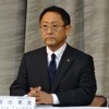 常務役員の逮捕について会見を開いたトヨタ自動車 豊田章男社長（19日）