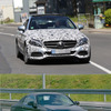 メルセデスベンツ Cクラスクーペ テスト車両。上が今回、下が以前撮影されたプロトタイプ。
