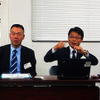 日本ミシュランタイヤ・トラックバスタイヤ事業部マネージャーの尾根山純一氏（左）と秋田修氏