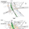 JR東日本による渋谷駅改良工事の概略図。駅の南側に設置されている埼京線ホームを山手線ホームの東脇に移設して乗換えの改善を図るほか、二つに分かれている山手線ホームを一つにまとめる。