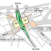 JR東日本による渋谷駅改良工事の概略図。駅の南側に設置されている埼京線ホームを山手線ホームの東脇に移設して乗換えの改善を図るほか、二つに分かれている山手線ホームを一つにまとめる。