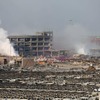 中国・天津の爆発事故現場