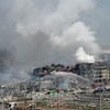 中国・天津の爆発事故現場