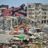 中国・天津の爆発事故現場