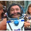 地上に帰還した42Sクルー（左からアンドレアス・モーゲンセン氏、アイディン・アイムベトフ氏、ゲナディ・パダルカ氏）