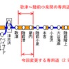 今回は陸前港・蔵内両駅を含む専用道の2.9kmが一般道経由に変わる。