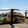 陸上自衛隊の多用途ヘリコブター「UH-60J」、北宇都宮駐屯地に配備されており、茨城県常総市へ実際に災害出動し、多くの人を救助した機体を展示した。