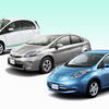 三菱i-MiEV、トヨタプリウスPHV、日産リーフ（参考画像）