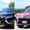 三菱 アウトランダー、PHEV（左）とガソリン車（右）