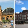 フランクフルト中央駅（左）と東京駅（右）。このほど姉妹駅の関係になった。
